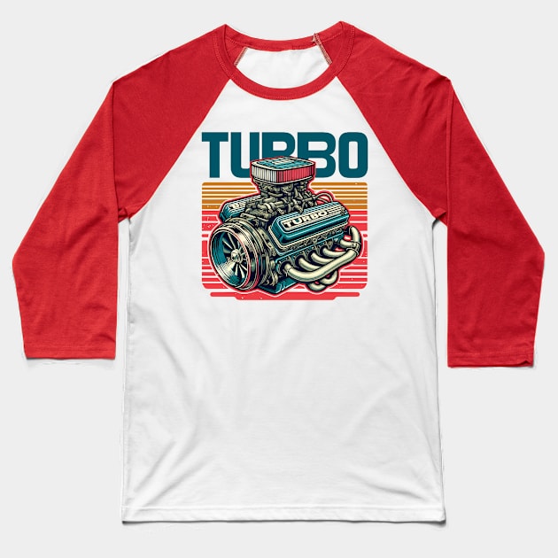 Turbo Engine Baseball T-Shirt by Vehicles-Art